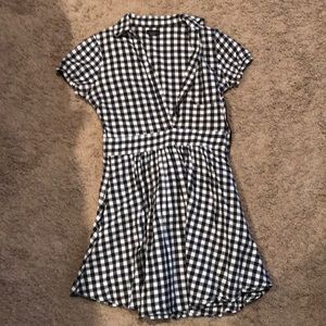 Black & White checked collared mini dress